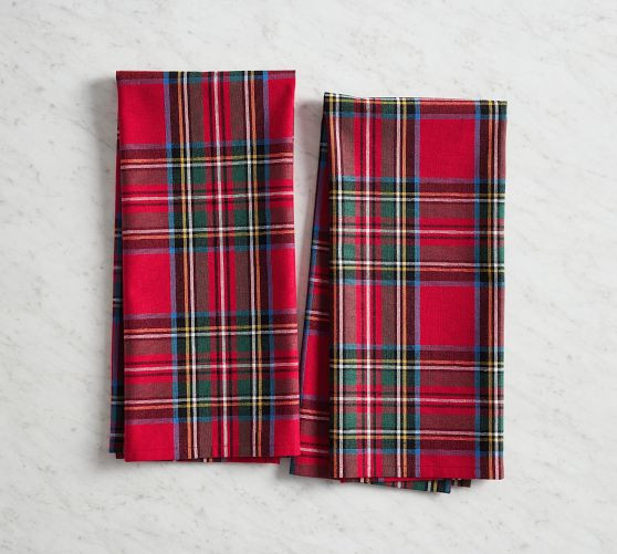 Stewart Plaid Cotton Tea Towels - Set of 2 | Pottery Barn (US)