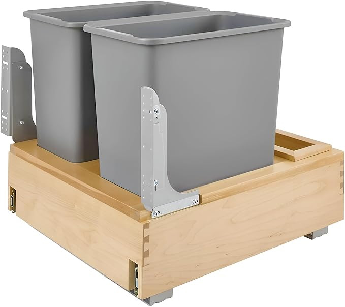 Rev-A-Shelf 4WCBM-2430DM-2 Double 30-Quart Maple Bottom Mount Kitchen Pullout Waste Container Tra... | Amazon (US)