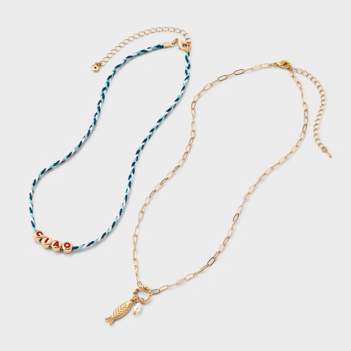 Ciao and Fish Blue Charm Pendant Necklace - Universal Thread™ Gold | Target