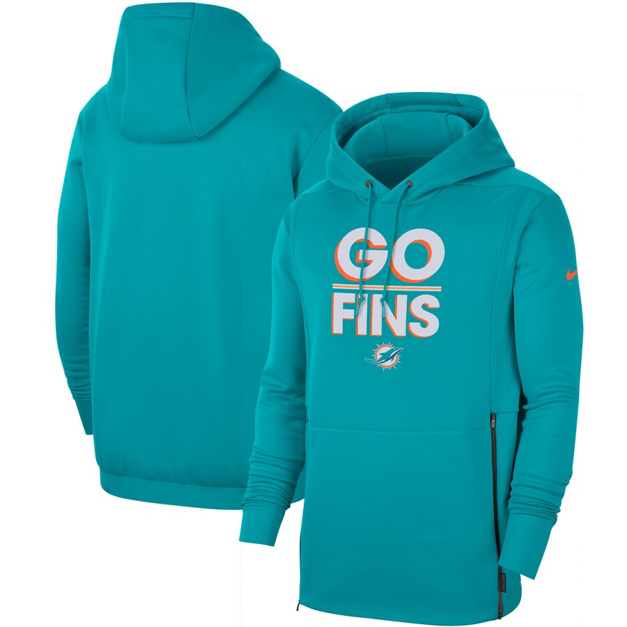 Men's Miami Dolphins Nike Aqua Sideline Local Performance Pullover Hoodie | NFL Shop