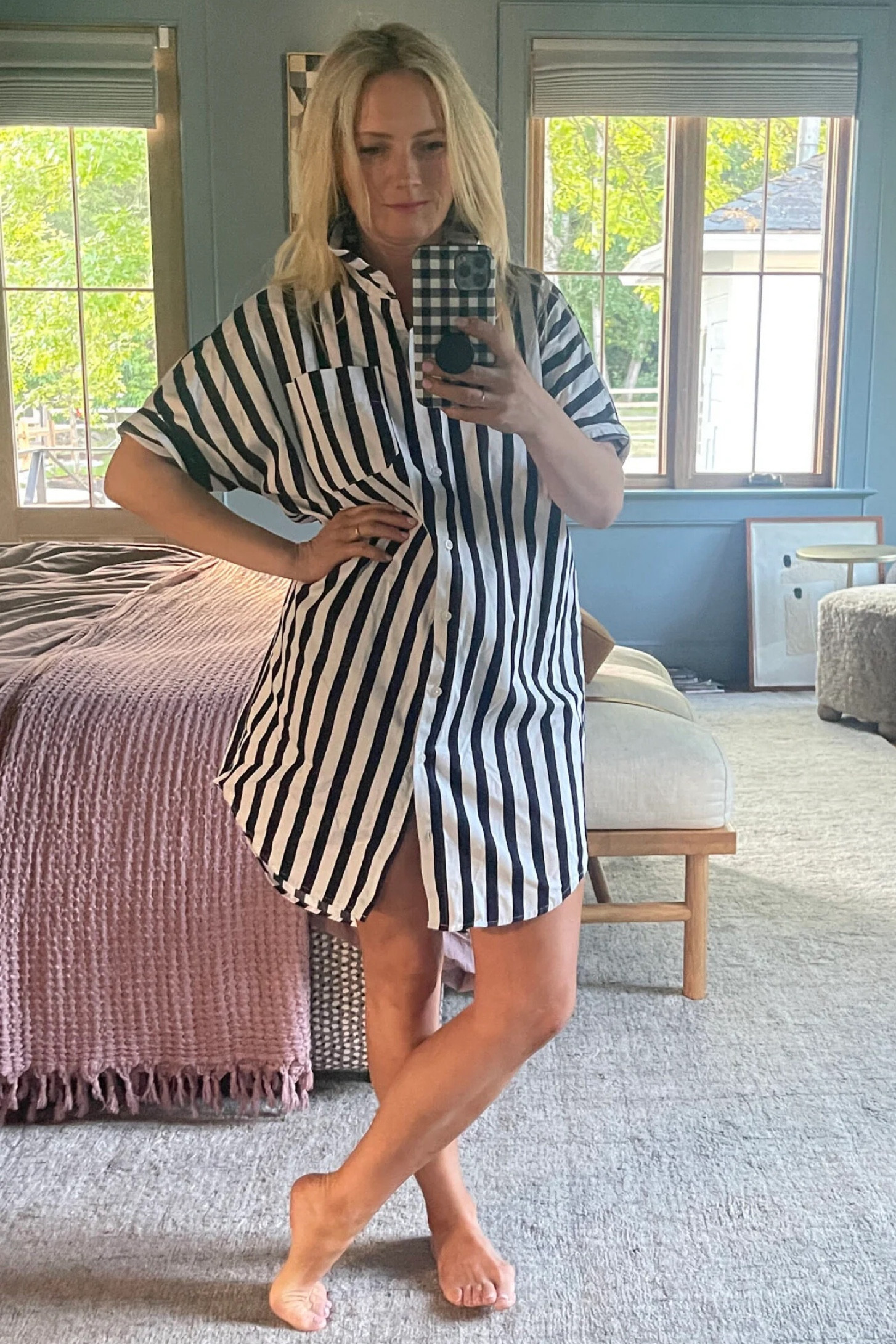 I found this super cute striped shirt dress at Target last week and grabbed it for the Real Simple shoot we had at our house. (Stay tuned for the September issue!) The thicker stripes make it look expensive and there’s a cute shoulder detail. When I want to give myself a little more shape, my new thing is to just tie a sweatshirt around my waist. Also, it’s not thin like poplin, it holds its shape well. But the shape is definitely oversized so don’t size up! Such a good spring/summer dress, but it could do double duty as a sweet coverup!

#LTKunder50 #LTKstyletip #LTKswim