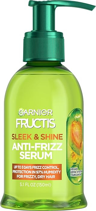 Garnier Fructis Sleek & Shine Anti-Frizz Serum for Dry Hair, Frizzy, Argan Oil, 5.1 Fl Oz, 1 Coun... | Amazon (US)