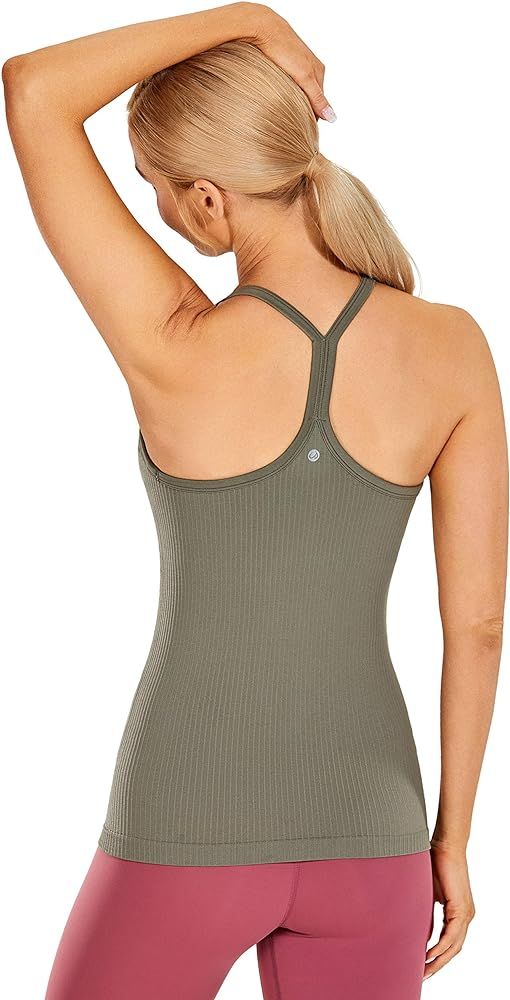 CRZ YOGA Seamless Workout Tank Tops for Women Racerback Athletic Camisole Sports Shirts with Buil... | Amazon (US)