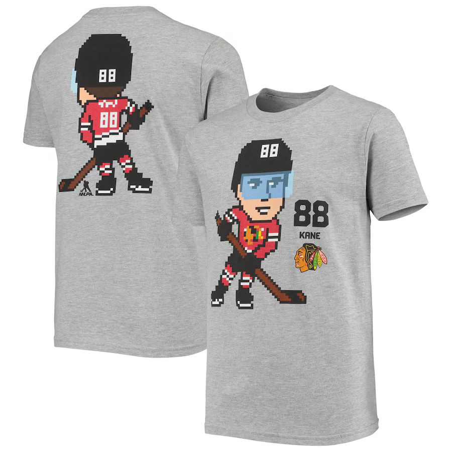 Youth Chicago Blackhawks Patrick Kane Heathered Gray Pixel Player T-Shirt | NHL Shop