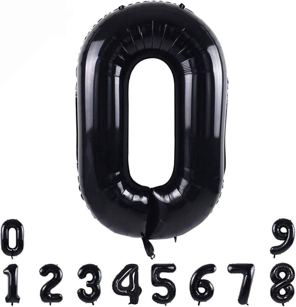 TONIFUL 40 Inch Black Large Numbers Balloons 0-9,Number 0 Digit Helium Balloons,Foil Mylar Big Nu... | Amazon (US)