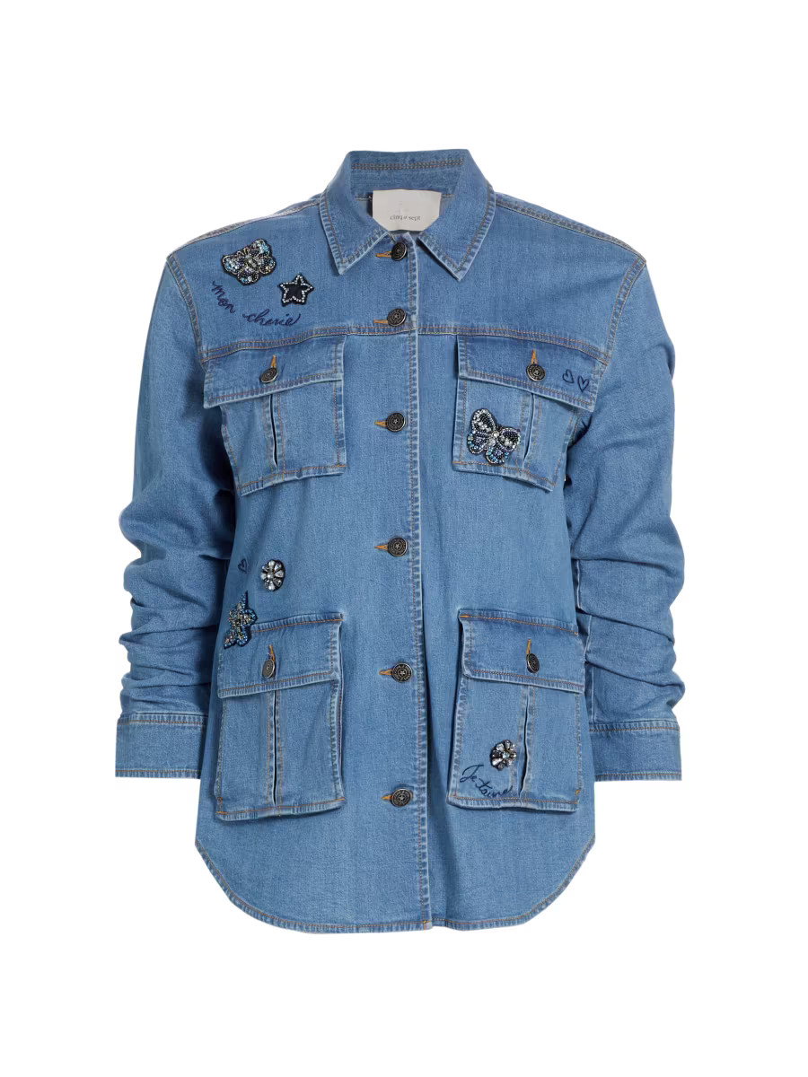 Vera Denim Patchy Shacket | Saks Fifth Avenue