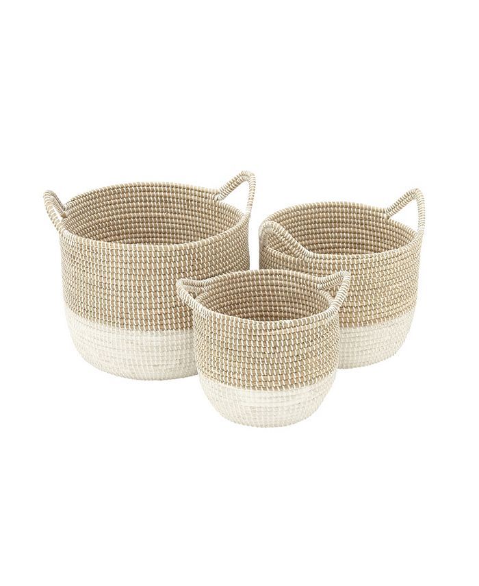 CosmoLiving by Cosmopolitan Set of 3 Brown Sea Grass Contemporary Storage Basket, 13 | Macys (US)