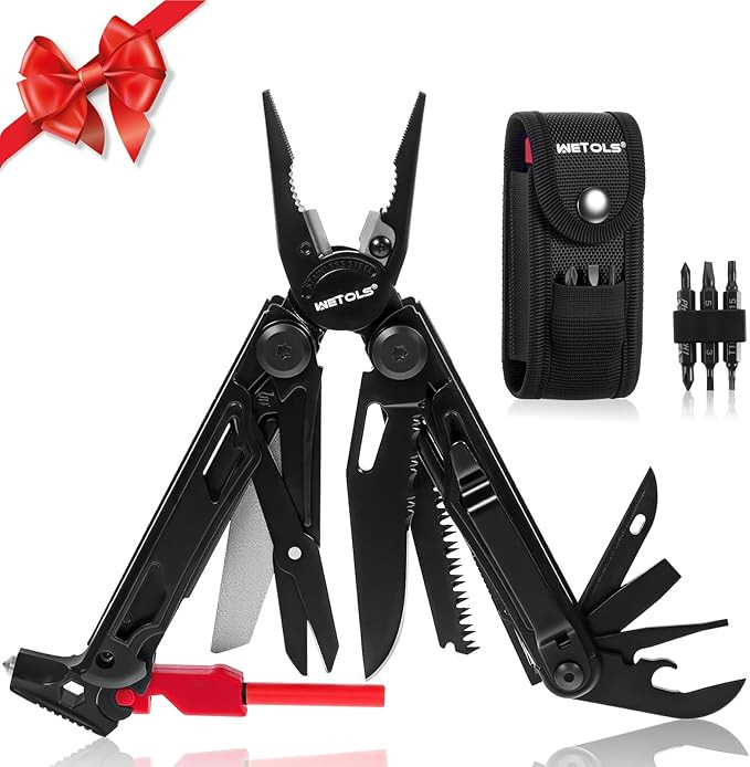 WETOLS Multitool with Pocket Knife, 27-in-1 Stainless Steel Needle Nose Pliers with Screwdrivers,... | Amazon (US)