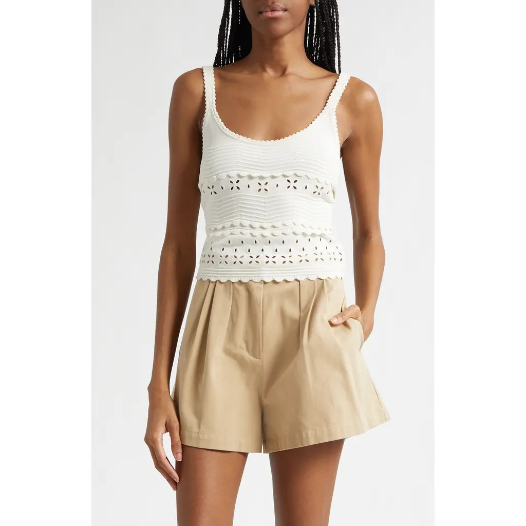Ulla Johnson Sea Eyelet Camisole in Cowrie at Nordstrom, Size Petite | Nordstrom