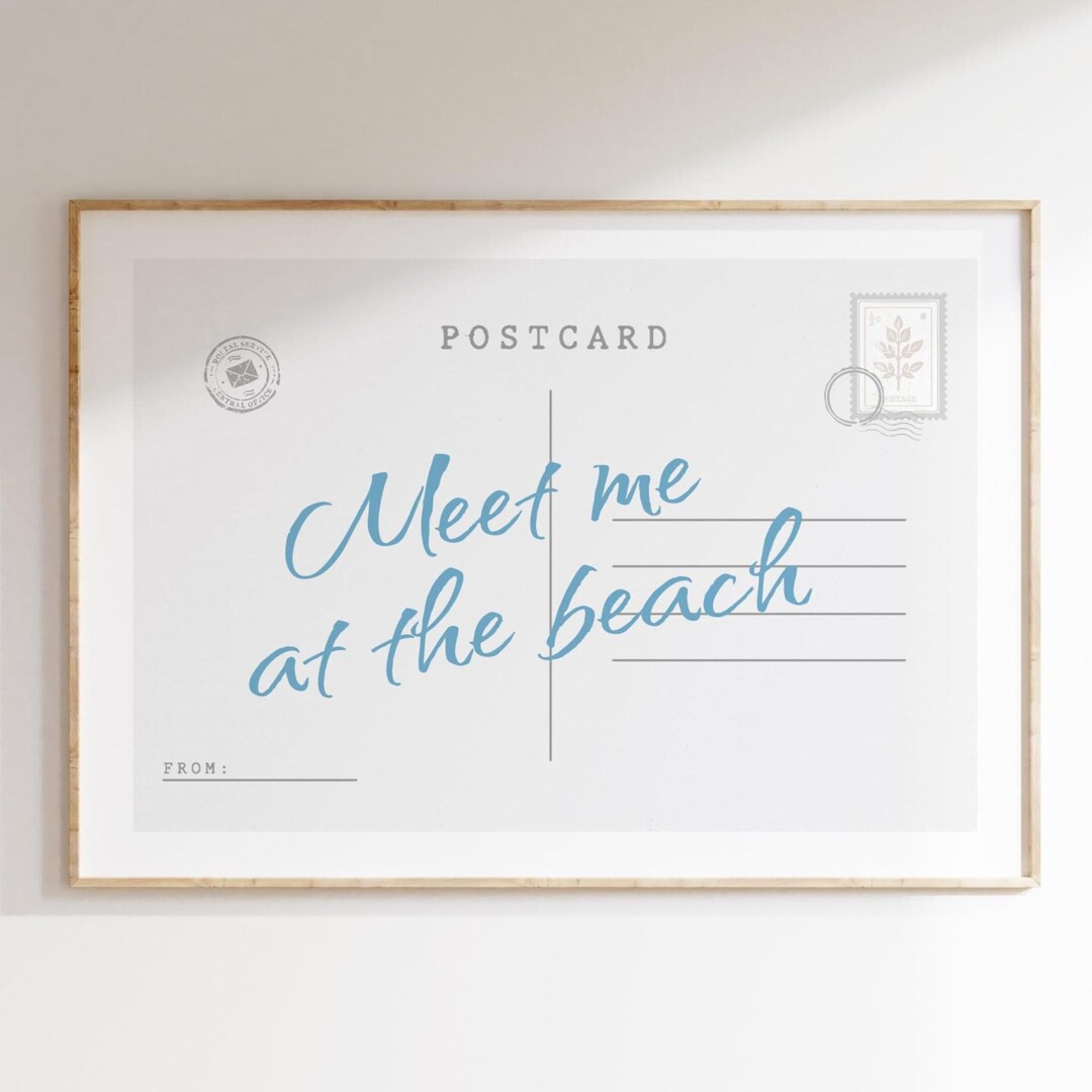 Meet Me at the Beach Postcard Print: Retro Coastal Wall Art (digital Download) - Etsy | Etsy (US)