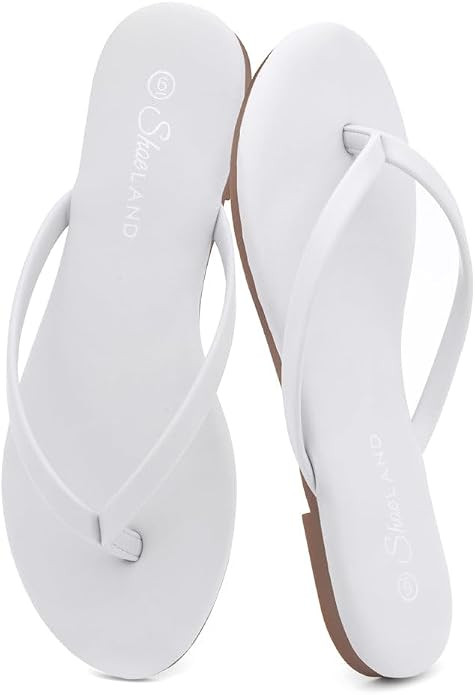 Shoe Land Thong Flip Flops for Women, Memory Foam Flat Sandals, Lightweight Summer Slides, Non Sl... | Amazon (US)
