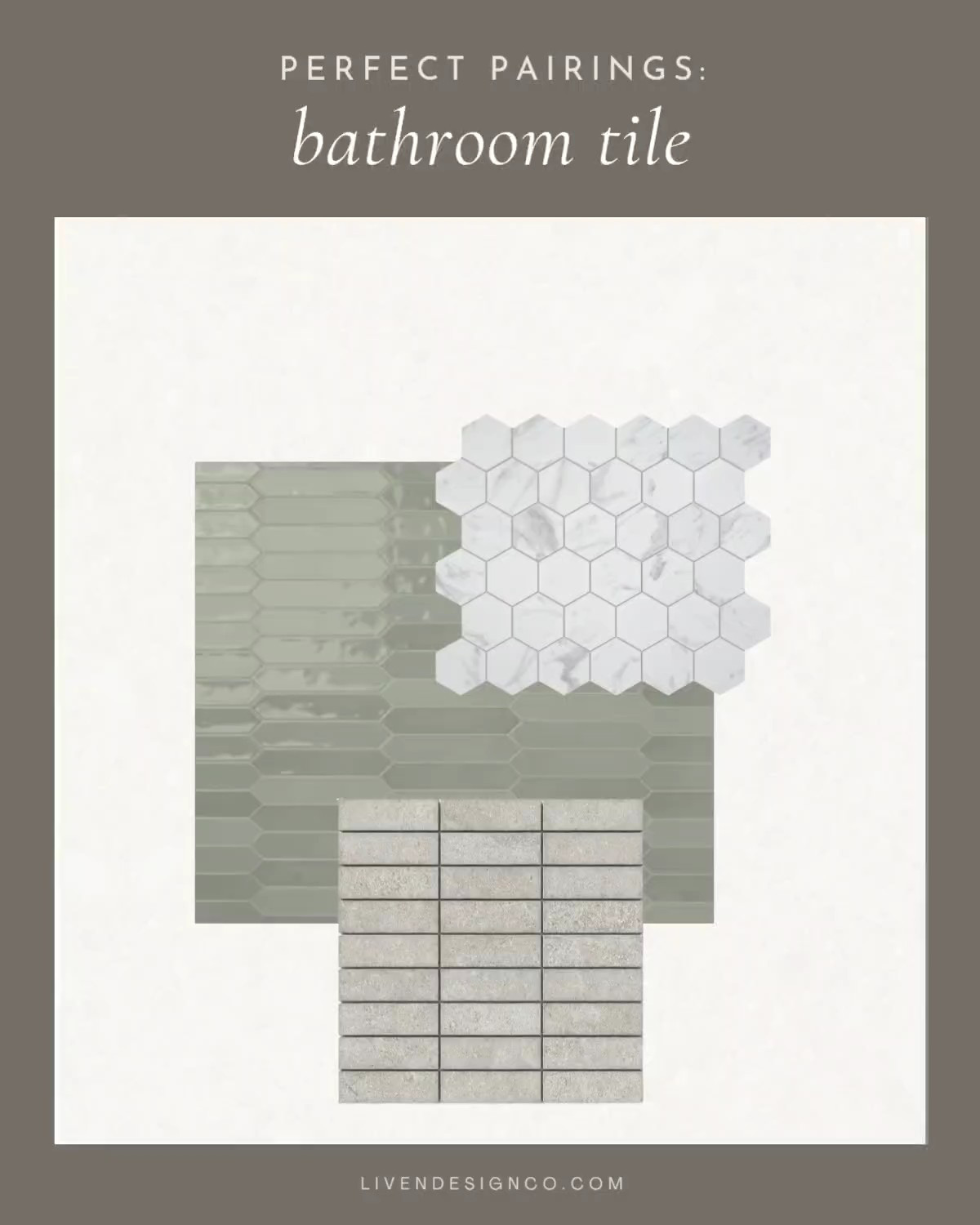 Bathroom tile. Tile pairings. Subway tile. Herringbone tile. Mosaic tile. Floor tile. Backsplash. Green tile. Glossy tiles. Honeycomb tile. Marble 

#LTKSeasonal #LTKHome #LTKSaleAlert