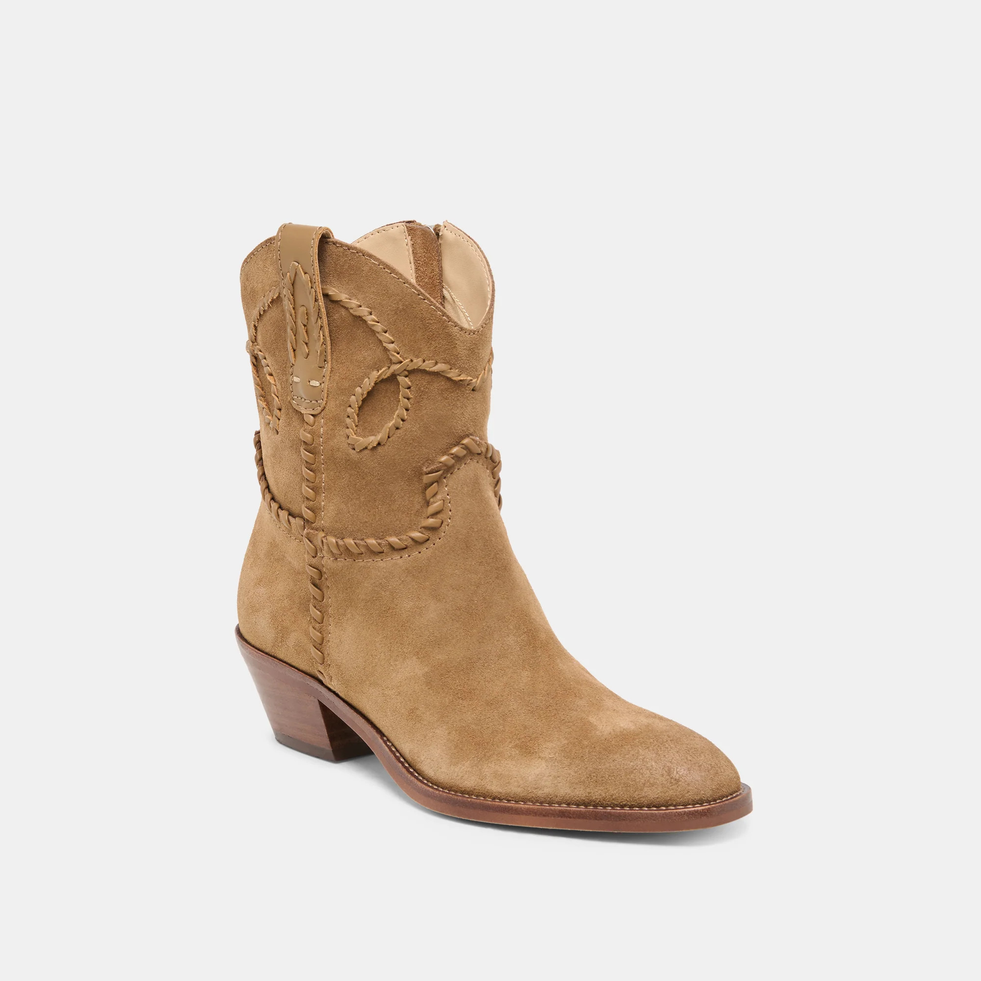 RUDO Lt Brown Suede Western Pointed-Toe Ankle Boots | Dolce Vita | DolceVita.com