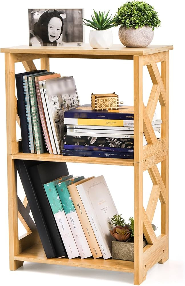 Frcctre 3-Tier Bamboo End Table Side Table Bedside Nightstand, 2 Shelf Small Bookshelf Bookcase, ... | Amazon (US)