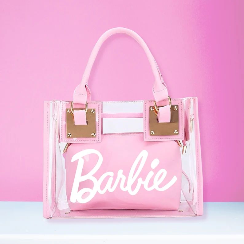 Pink Doll Purse, Barbie Vintage Pink Bag, Pu Leather Transparent Bag, Crossbody Pink Purse | Etsy (US)