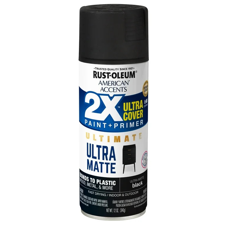 Black, Rust-Oleum American Accents 2X Ultra Cover Ultra Matte Spray Paint, 12 oz - Walmart.com | Walmart (US)