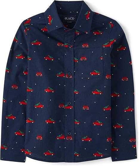 The Children's Place Boys Long Sleeve Poplin Button Down ShirtButton Down Shirt | Amazon (US)