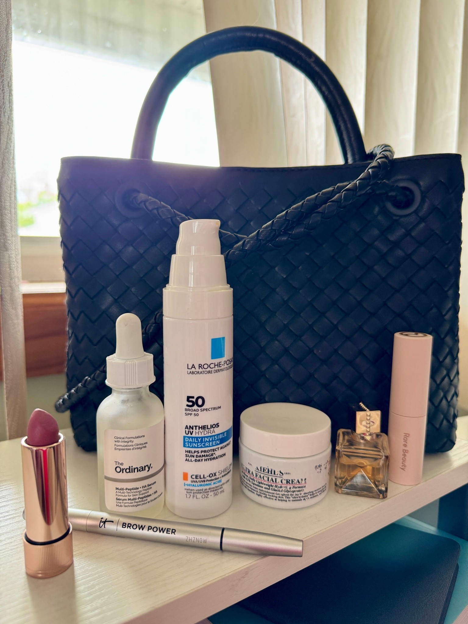 Things I don’t leave the house without: 

 1. The Ordinary Multi-Peptide + HA Serum (Favorite AM serum - instantly brightening and refreshing. Healthy glow without makeup)
2. La Roche-Posay Anthelios UV Hydra SPF 50 Sunscreen (a must!)
3. Kiehl’s Ultra Facial Cream (favorite moisturizer)
4. IT Cosmetics Brow Power Universal Eyebrow Pencil
5. Rare Beauty Perfect Strokes Universal Volumizing Mascara
6. Anastasia Beverly Hills Velvet lipstick 
7. Valentino Voce Viva Eau De Perfum

Friendly reminder- today is the last day of the @Sephora  beauty event! Don’t forget to use your discount! 

#LTKMothersDay #LTKBeauty #LTKgrwm