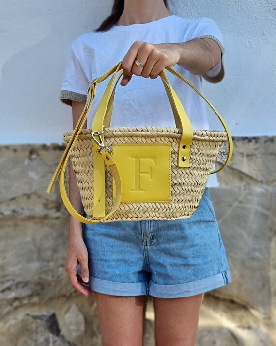 Straw Bag With Leather Basket Handbag Personalized Basket | Etsy | Etsy (US)