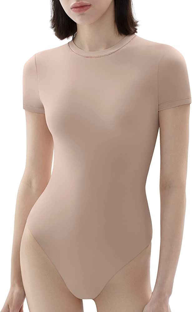Women's Crew Neck Short Sleeve Bodysuit Smoke Cloud Collection T-shirt Tops | Amazon (US)
