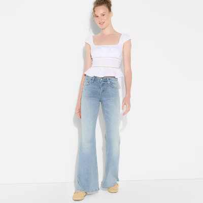 Women's Mid-Rise Flare Jeans - Wild Fable™ Light Wash 0 | Target