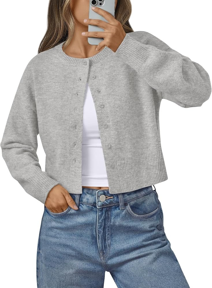 LILLUSORY Womens Cropped Cardigan Sweaters Lightweight Crop Knit Y2k Outfits Fashion Button Up Cl... | Amazon (US)