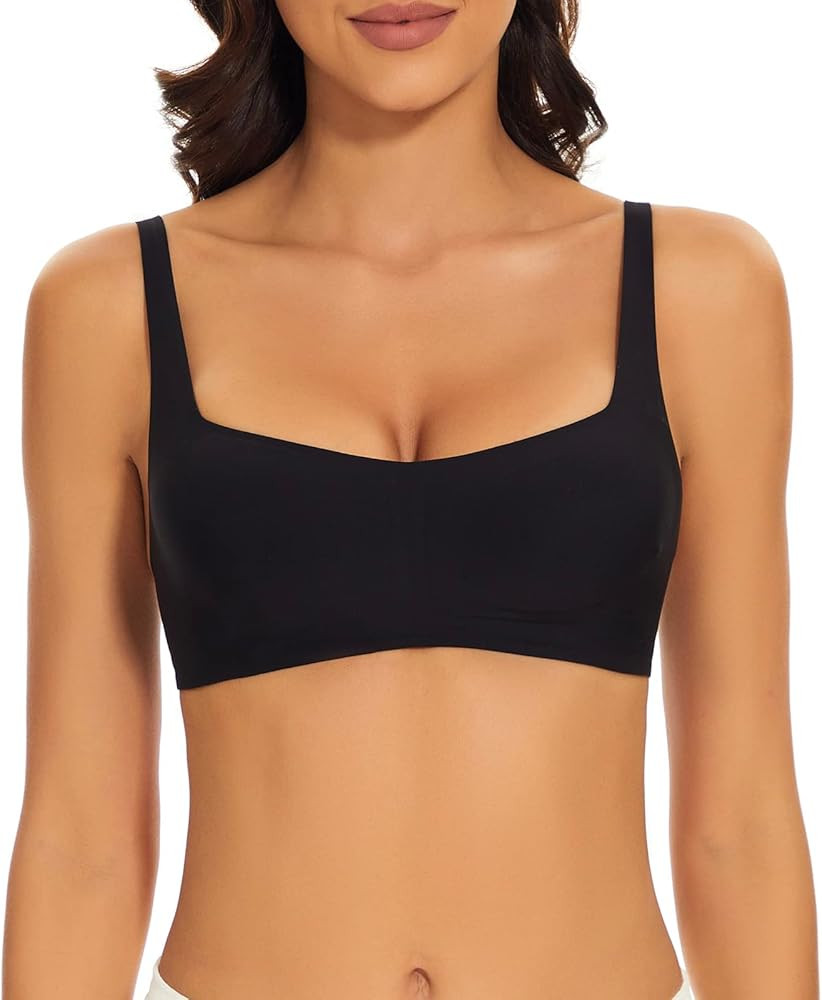 Seamless Bralette for Women Comfort No Show Square Neck Stretch Wireless Bra with Removeable Padd... | Amazon (US)