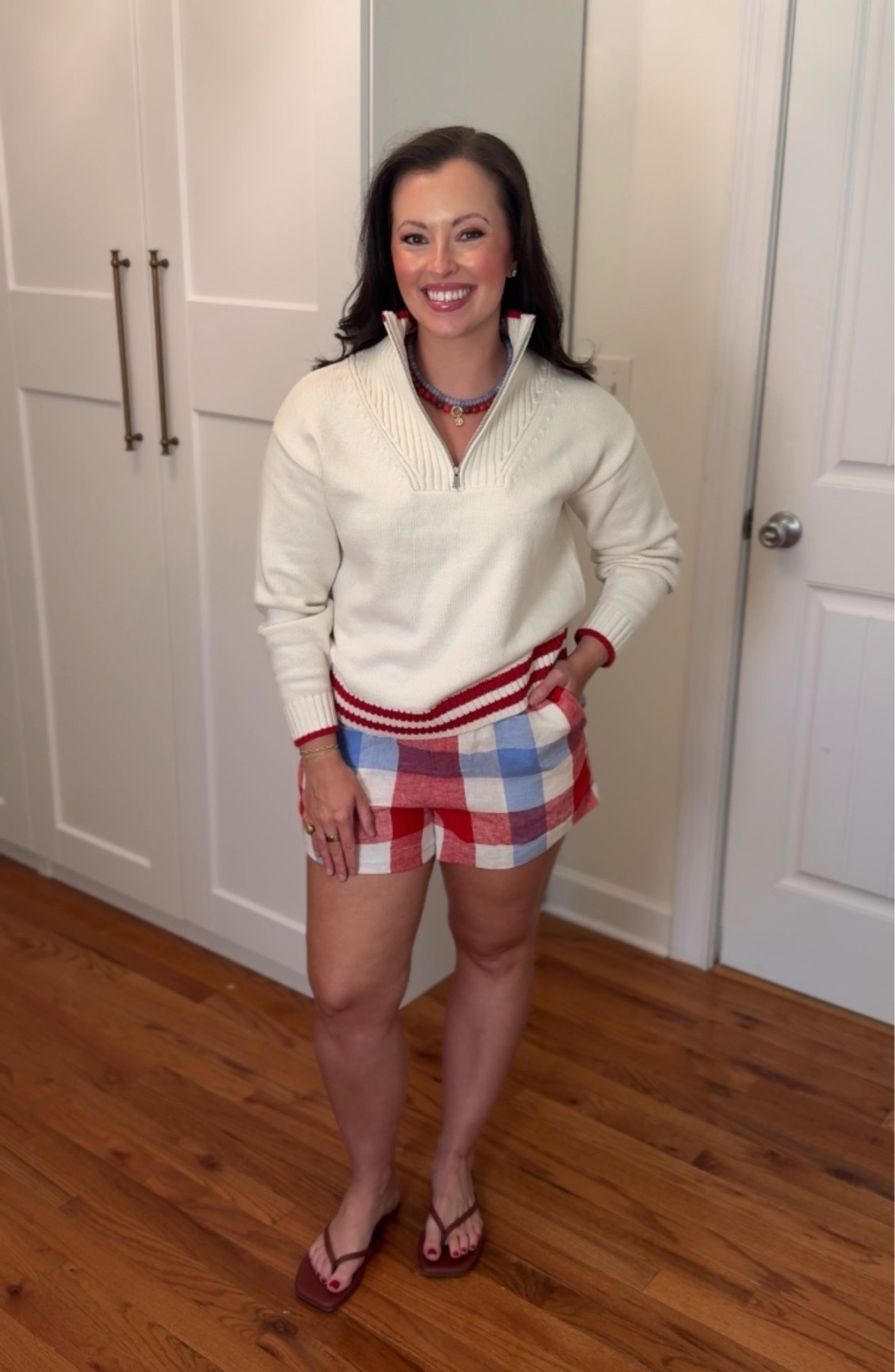 4th of July outfits 
Swimwear beachwear 
Americana style 
Summer outfits 
Summer dresses
Vacation outfits beach 
Date night outfits 
Target summer outfits 
Flag sweater - small
Red blue & white plaid shorts - small

#LTKTravel #LTKSeasonal