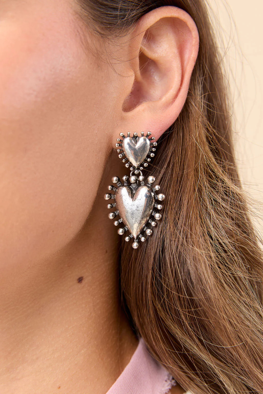 Rosalie Silver Heart Earrings FINAL SALE | Pink Lily