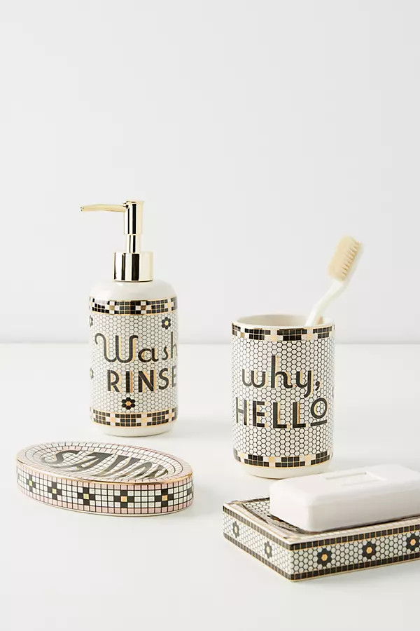The Bistro Tile Stoneware Bath Collection | Anthropologie (US)