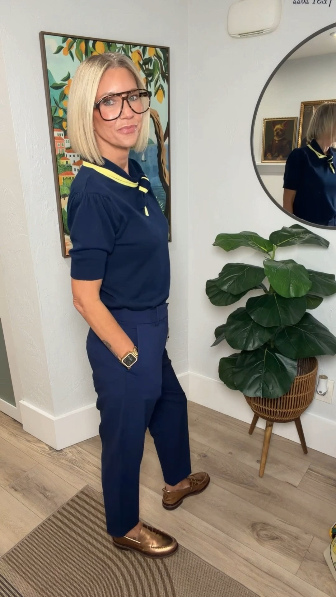 I’m loving this lightweight chimney style jacket! It’s easily dressed or down! I got it to wear with my work outfits bc it’s freezing in my office. I’m wearing a small. 

My trousers are from Target. They’re also a lightweight material making them perfect for summer workwear. I’m wearing a 2 and they fit tts.