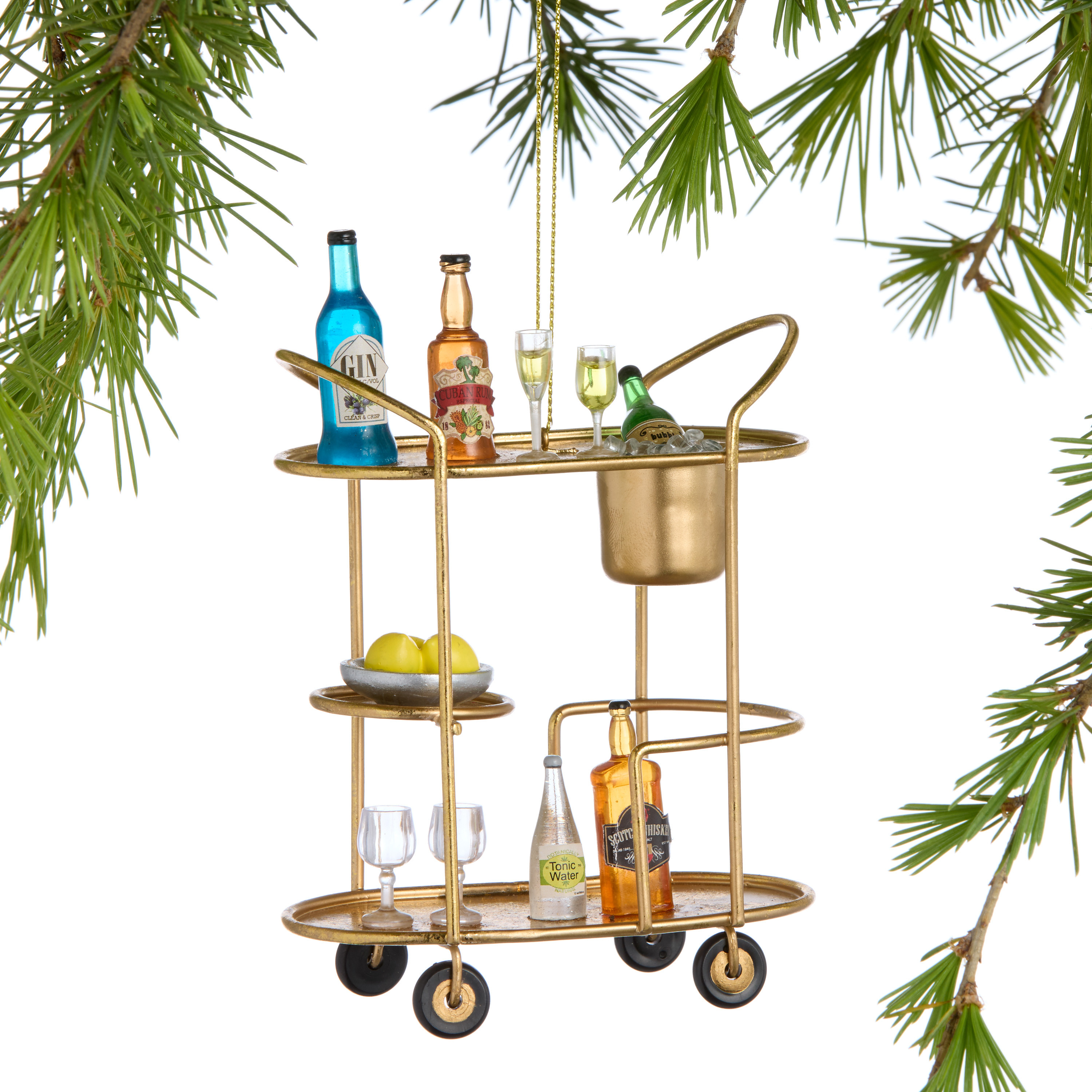 Gold Metal Bar Cart Ornament | World Market