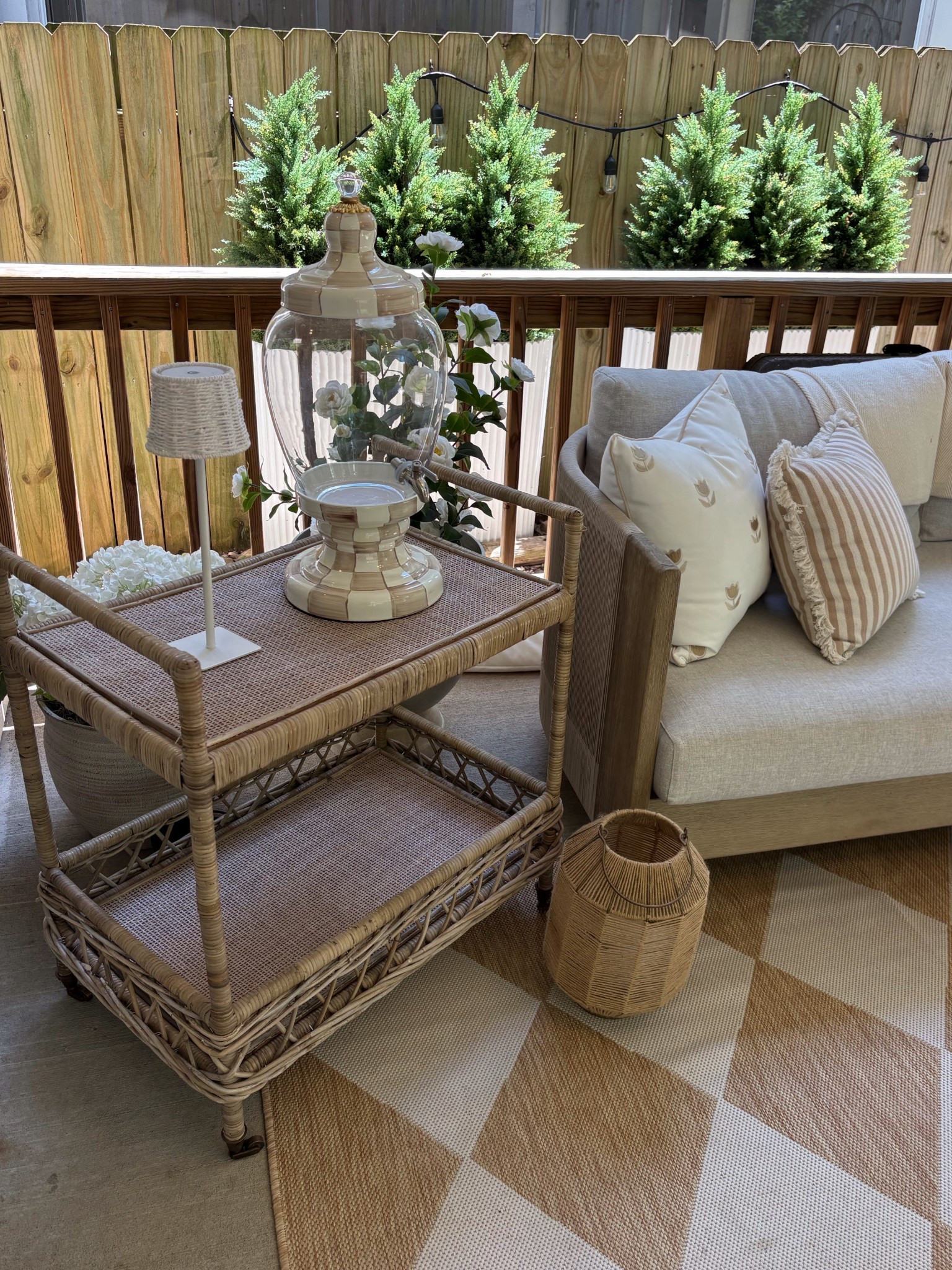 The dreamiest little outdoor set up! This bar cart is on sale! 👏🏼  love these pillow covers from amazon too! 

#LTKHome