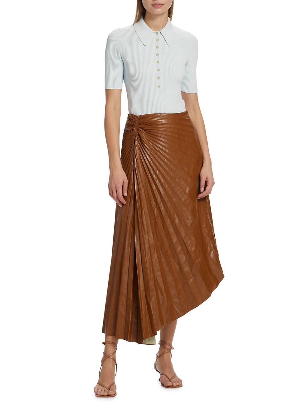 Tracy Faux-Leather Pleated Maxi Skirt | Saks Fifth Avenue