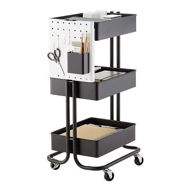 3-Tier Cart Large Peg-Board Attachment White | The Container Store
