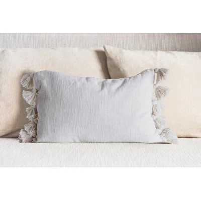 Hutton Woven Cotton Slub Lumbar Pillow with Tassels | Wayfair North America
