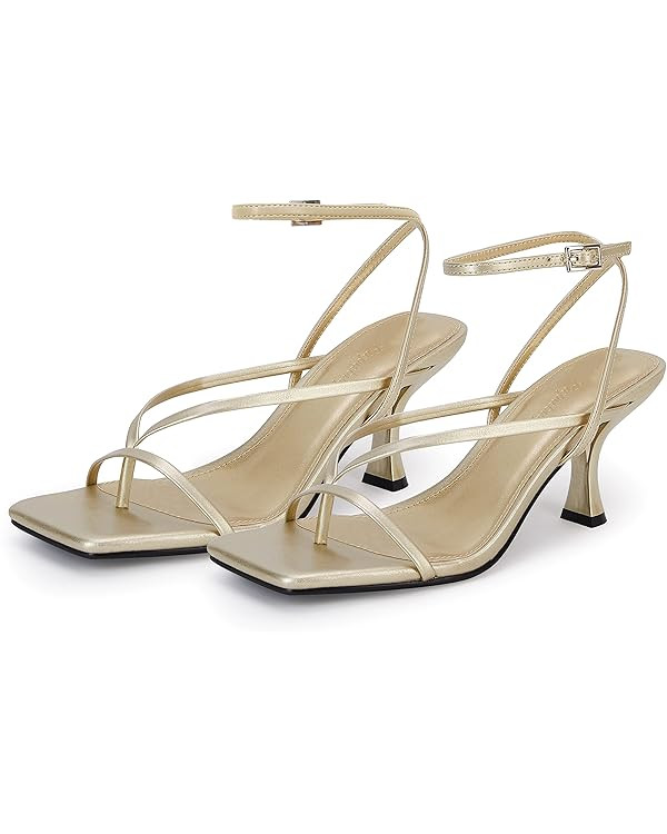 PiePieBuy Women's Lace Up Heeled Sandals Square Flip Flop High Heels Strappy Party Shoes | Amazon (US)