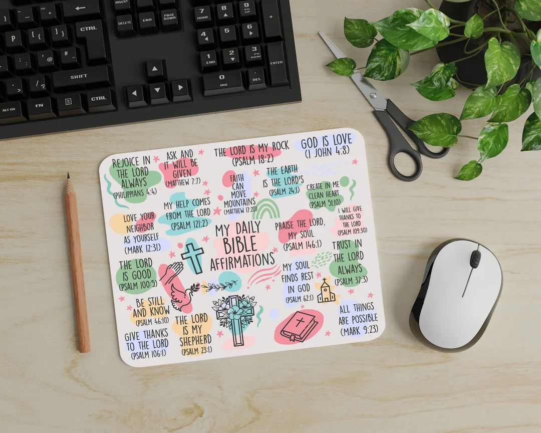 Custom 'my Daily Bible Affirmations' Mouse Pad 9.5 X 7.9 Inches 24 X 20 Cm Christian Design With ... | Etsy (US)