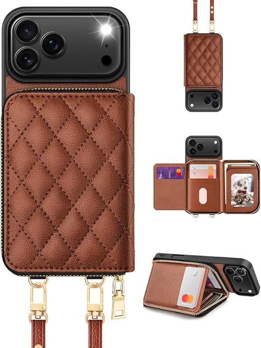 OCASE Compatible with iPhone 17 Pro Crossbody Wallet Case with Card Holder, PU Leather Zipper Han... | Amazon (US)