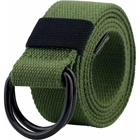 Men s and Women s Canvas Belt with Black D-Ring 3.81 cm Wide Extra Long Solid ArmyGreen | Walmart (US)