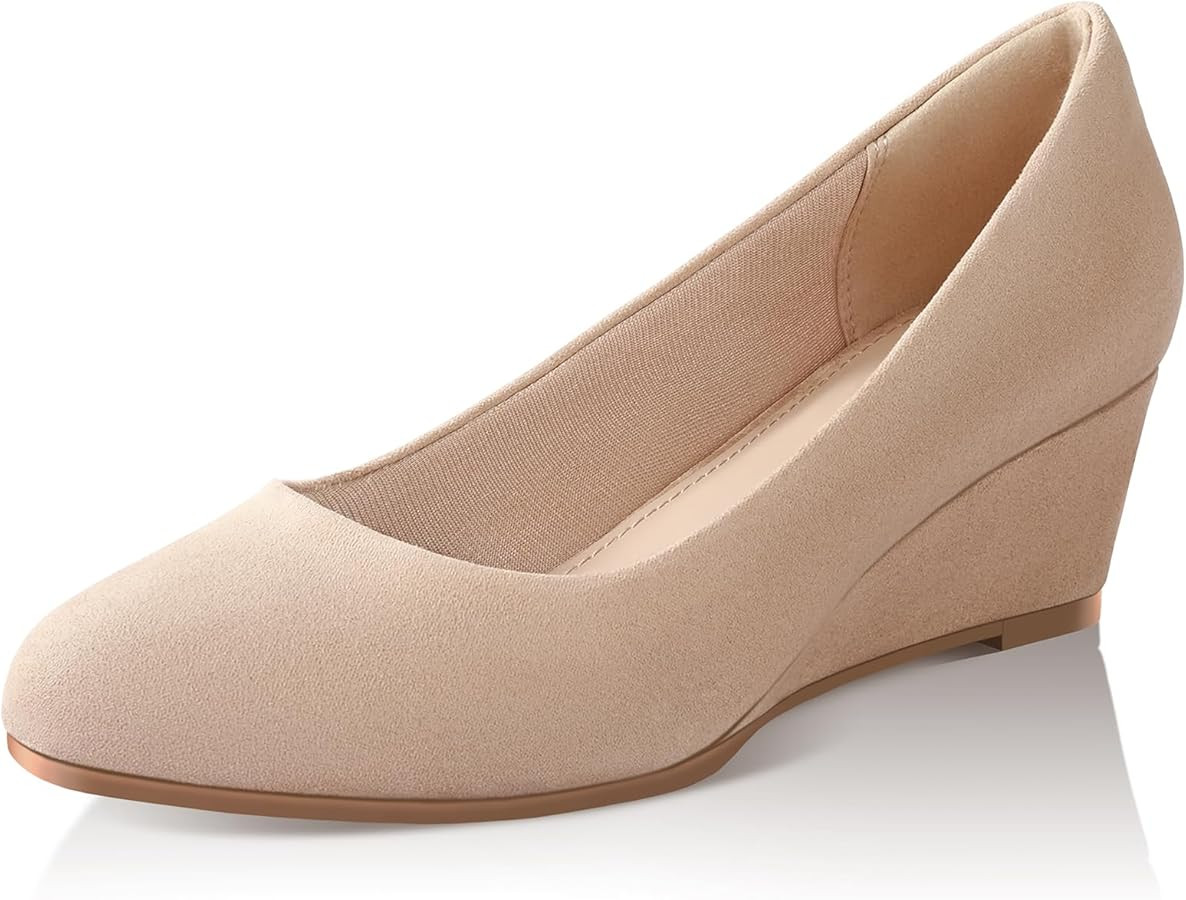 Ankis Black Nude Silver Gold Wedges for Women, Low Heel Women's Wedge Comfortable Closed Toe Wome... | Amazon (US)