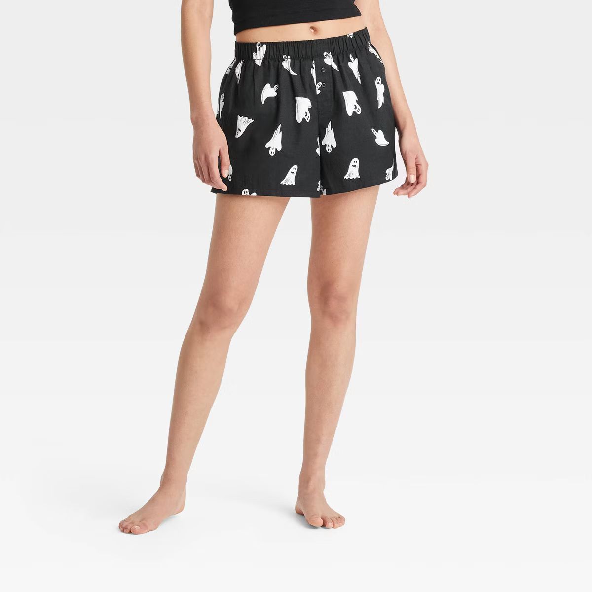 Women's Ghost Print Halloween Matching Family Boxer Pajama Shorts - Hyde & EEK! Boutique™ Black | Target