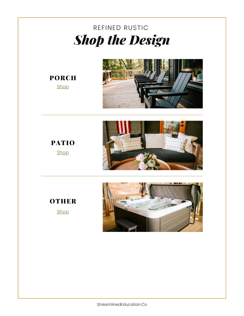The last of Refined Rustic — the porch, patio, and hot tub that close the booking. 

 #LTKhome #LTKHome