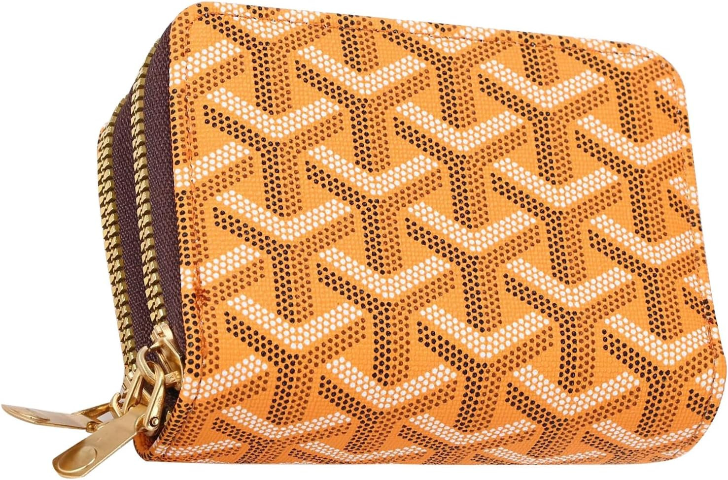 PU Leather Accordion Card Wallet, Double-Layer Zippered Card Holder for Women Men Multi-Slot Card Organizer Compact Mini Travel Wallet with Coin Purse ID Window (Yellow) | Amazon (US)