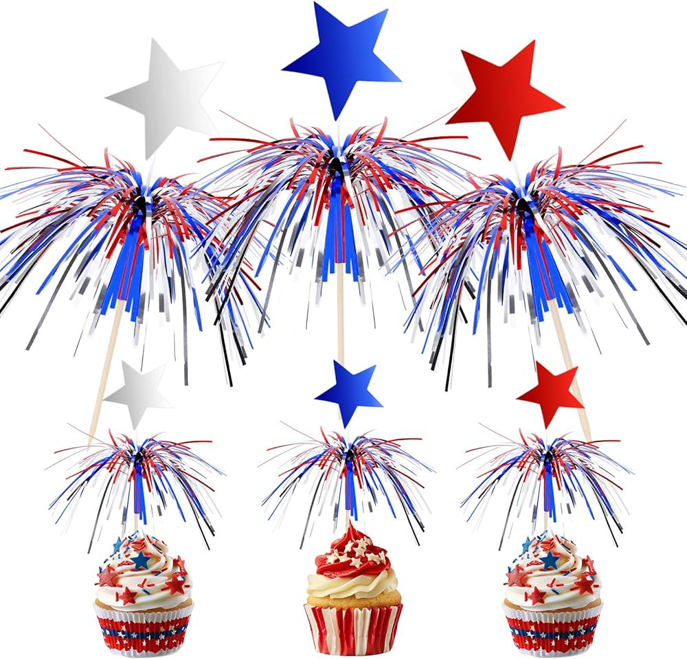 4th of July Cocktail Picks 100Pcs, Patriotic Firework Picks with Red White Blue Stars Cocktail St... | Amazon (US)