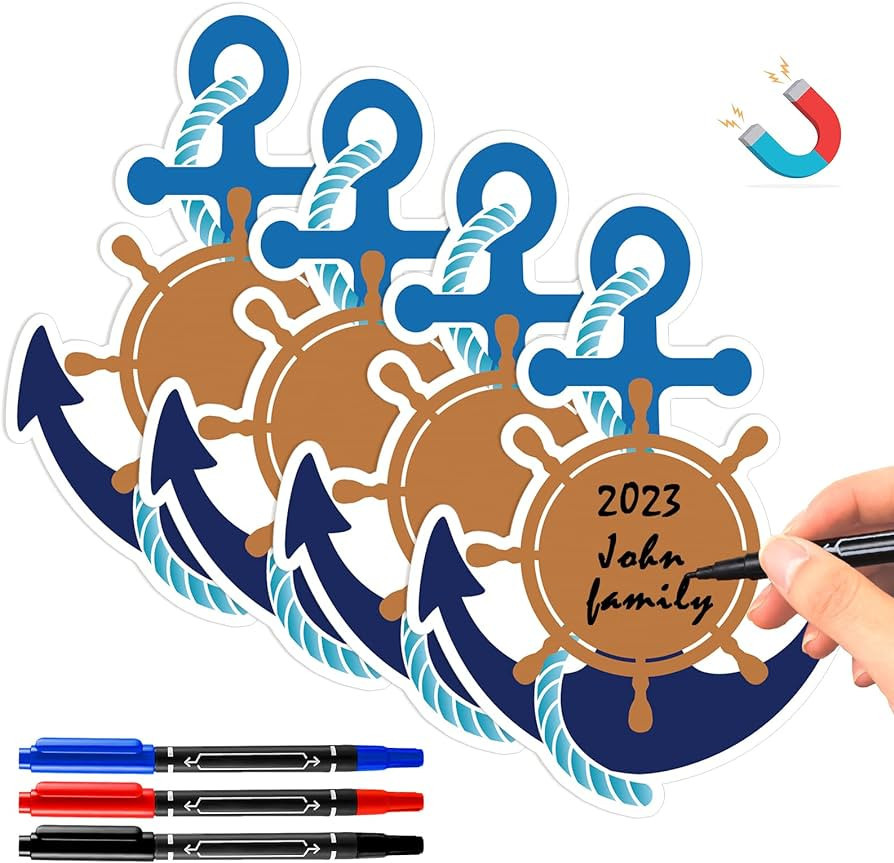 Treela 7 Pcs Cruise Ship Door Decorations Set Anchor Cruise Door Magnet with Paint Pens Car Magne... | Amazon (US)