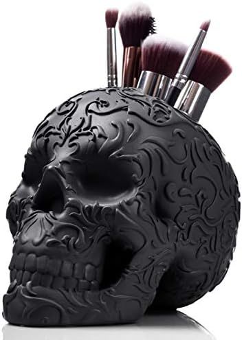 Amazon.com: Skull Makeup Brush Holder, Pen Holder, Vanity, Desk, Office Organizer, Stationary, De... | Amazon (US)