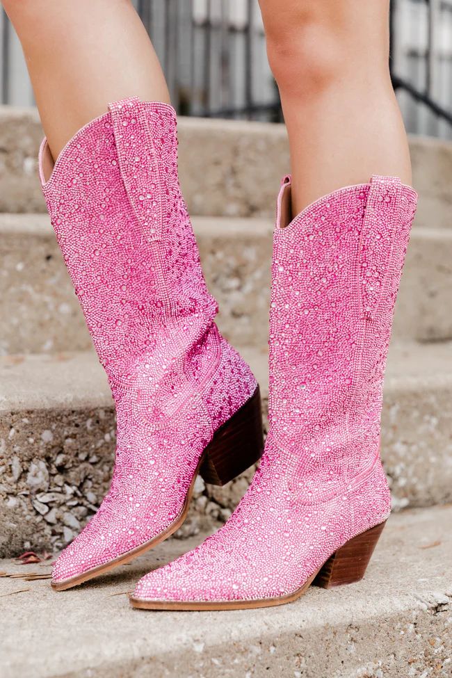 Taylor Pink Rhinestone Boot | Pink Lily