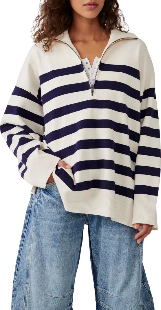 Free People Coastal Stripe Half-Zip Pullover | Nordstrom | Nordstrom
