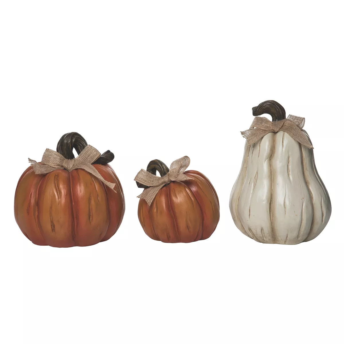 Transpac Resin 9 in. Multicolor Harvest Decorative Pumpkins Set of 3 | Target
